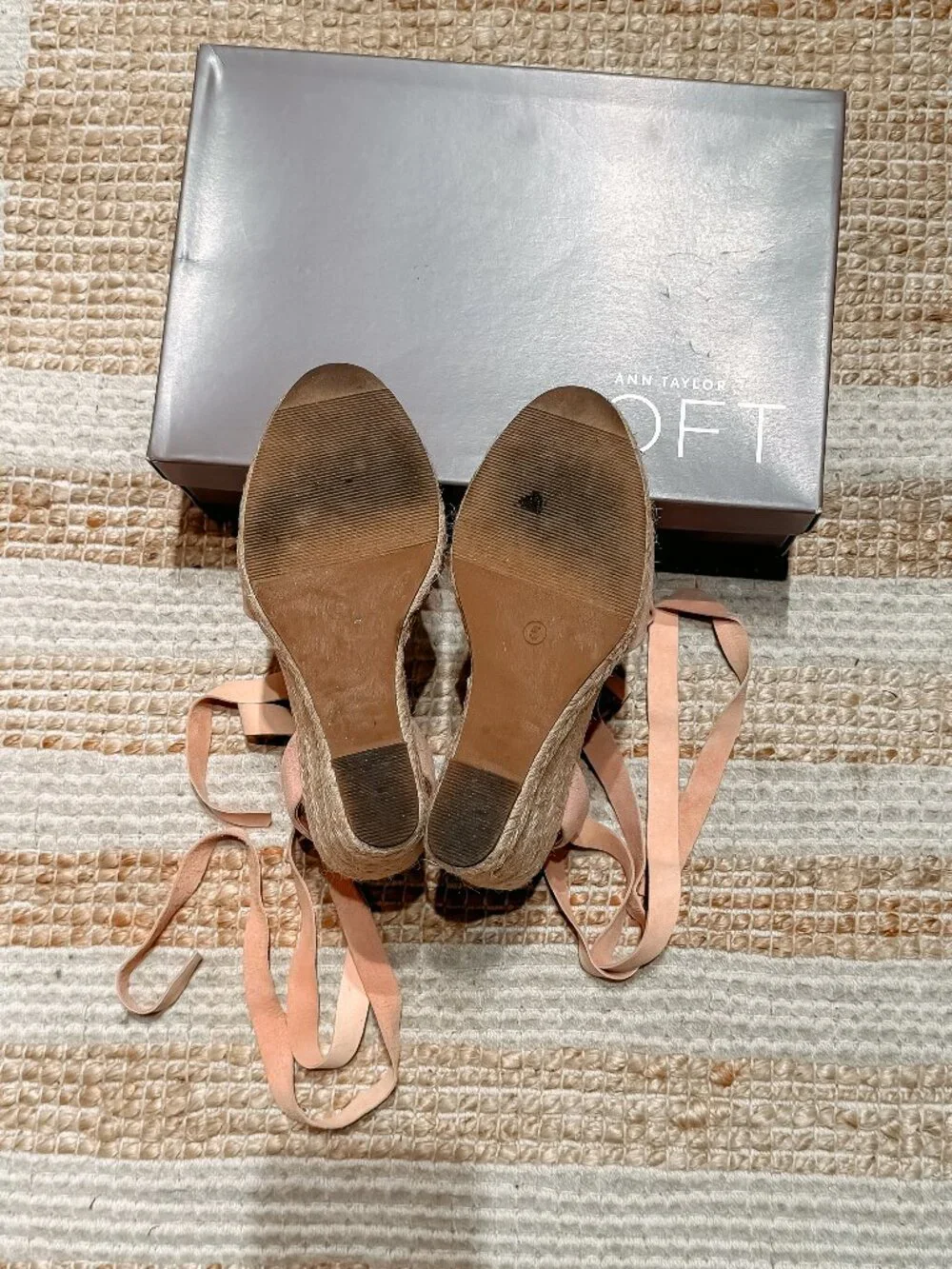 LOFT Espadrille Wedges with Ankle Straps in Rose